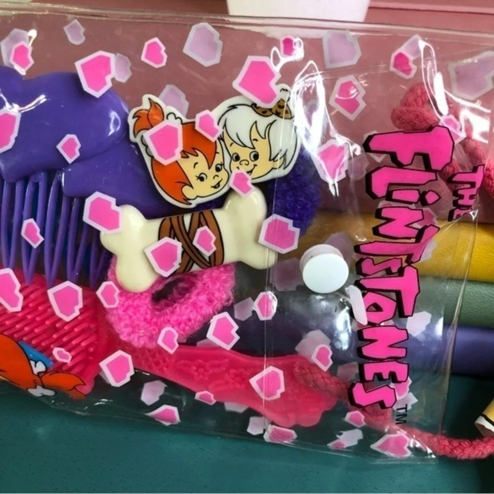 The Flintstones Pebbles Bam Bam Hair Accessories Brush & Comb Set Case Vintage